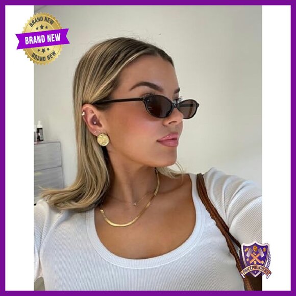 Retro Oval Sunglasses Lightweight Narrow Frame UV Protection Sunnies - Picture 7 of 8